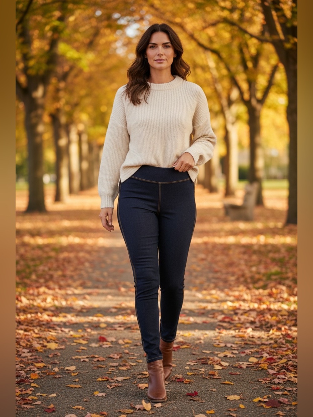 Women’s Navy Pull-On Denim look leggings - Classic Dark Blue